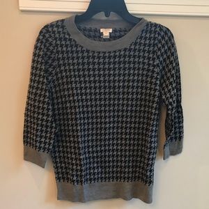 Jcrew 3/4 sleeve checker sweater